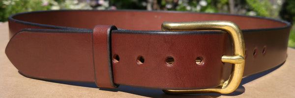 1½-inch Wide Handmade Leather Belt with Stitched Nickel-Free Buckle-Belts-Handmade'n Leather