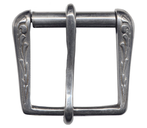 Stainless Steel Tooled Roller Buckle-Belt Buckles-Handmade'n Leather