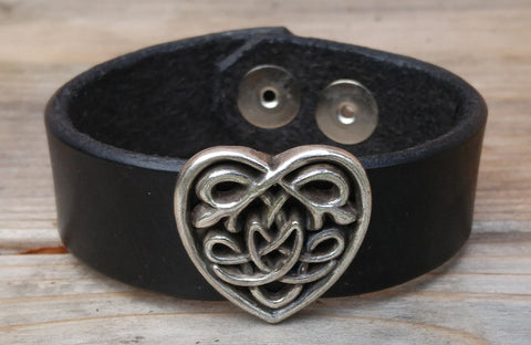 Handmade Wristband with Celtic Heart Concho-Wristbands-Handmade'n Leather